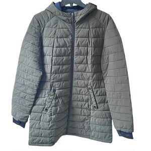 HFX Women's Stretch 3/4 Lightweight Puffer Jacket Welt Hand Pockets Size L